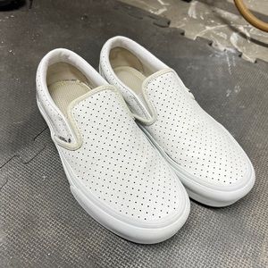 Custom White Leather Vans